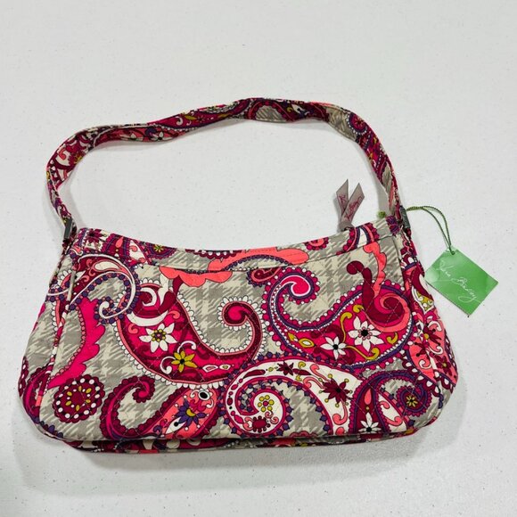 Vera Bradley Handbags - Vera Bradley Cassidy Paisley Meets Plaid shoulder bag NWT Gray Pink Purse